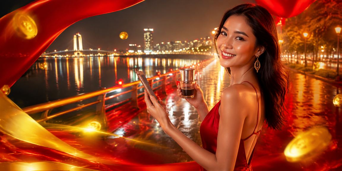 Người dùng tại Đà Nẵng kiểm tra casino mobile và ưu đãi voucher trong quán cà phê ven biển