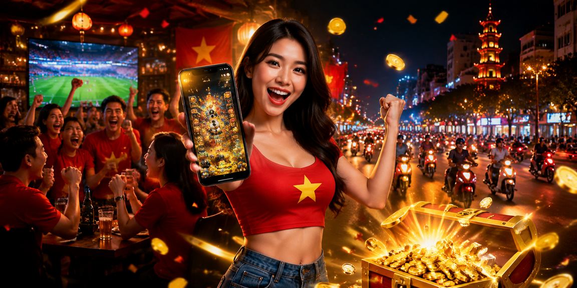Người dùng Hà Nội chơi casino trên điện thoại trong ánh đèn neon về đêm