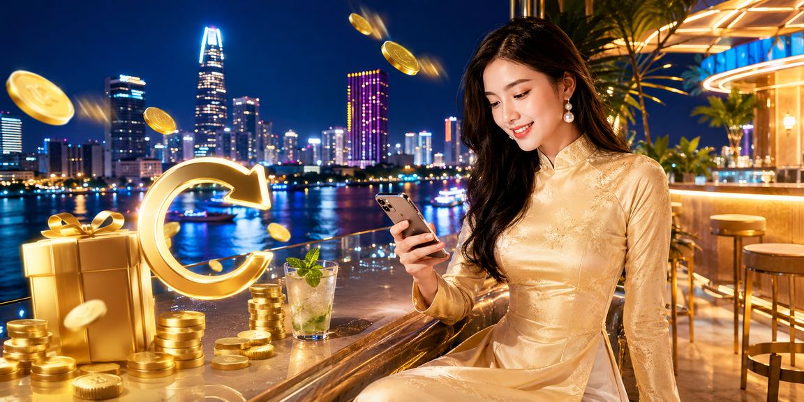 Người chơi tại TP.HCM nhận cashback bonus khi chơi casino trực tuyến mặc áo dài
